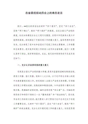 在省委巡视动员会上的表态发言.docx