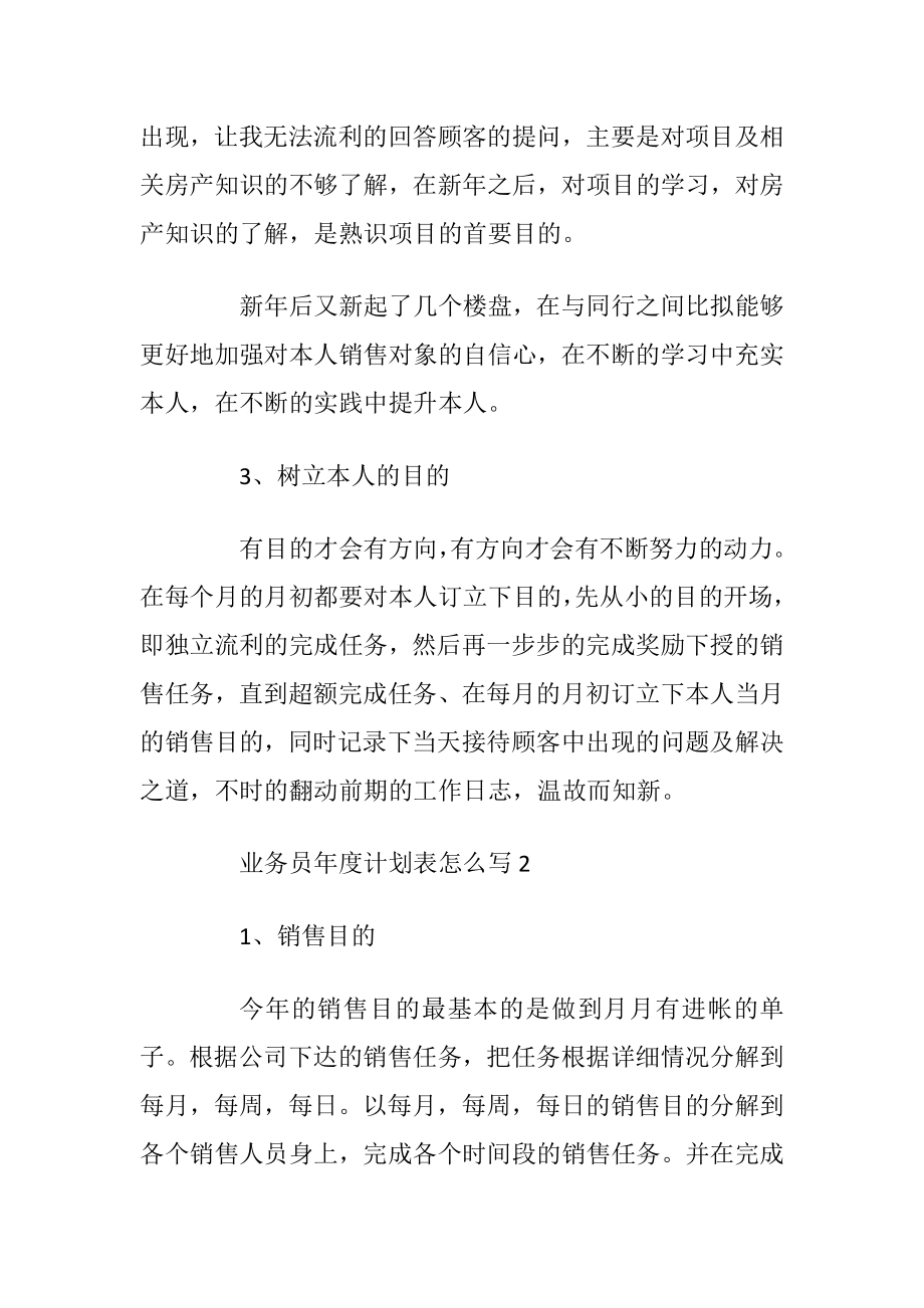 业务员年度计划表怎么写〔10篇〕.docx_第2页