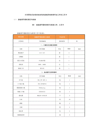 灯泡贯流式发电机组发电机励磁系统检修作业工序及工艺卡.doc