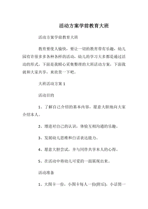 活动方案学前教育大班.docx