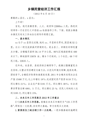 乡镇民营经济工作汇报材料.doc