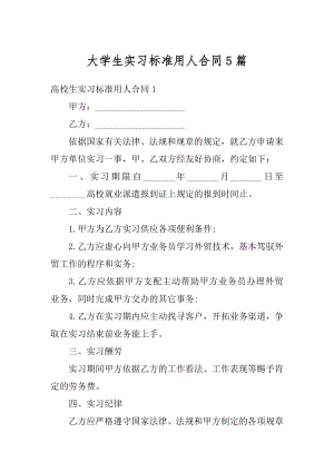 大学生实习标准用人合同5篇汇编.docx