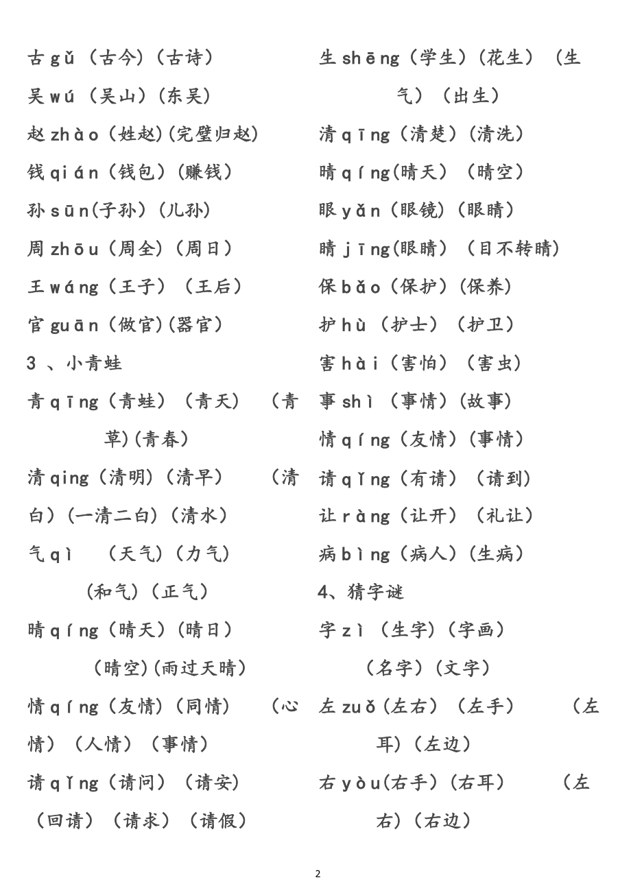 一年级下册生字表组词大全.doc_第2页