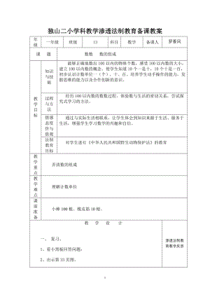 一年级下册《数数数的组成》教学设计.doc