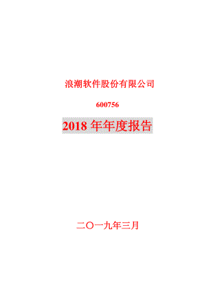 浪潮软件：2018年年度报告.PDF