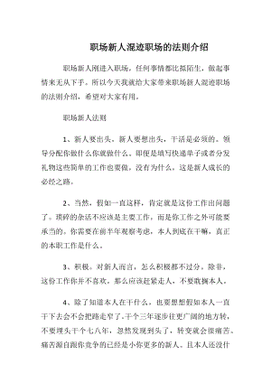 职场新人混迹职场的法则介绍.docx