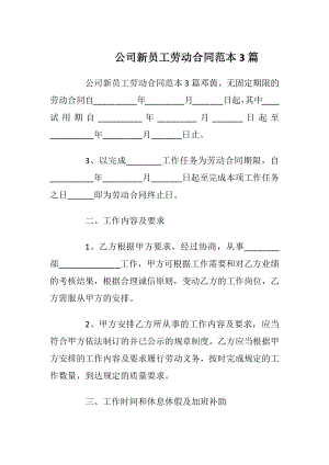 公司新员工劳动合同范本3篇_1.docx