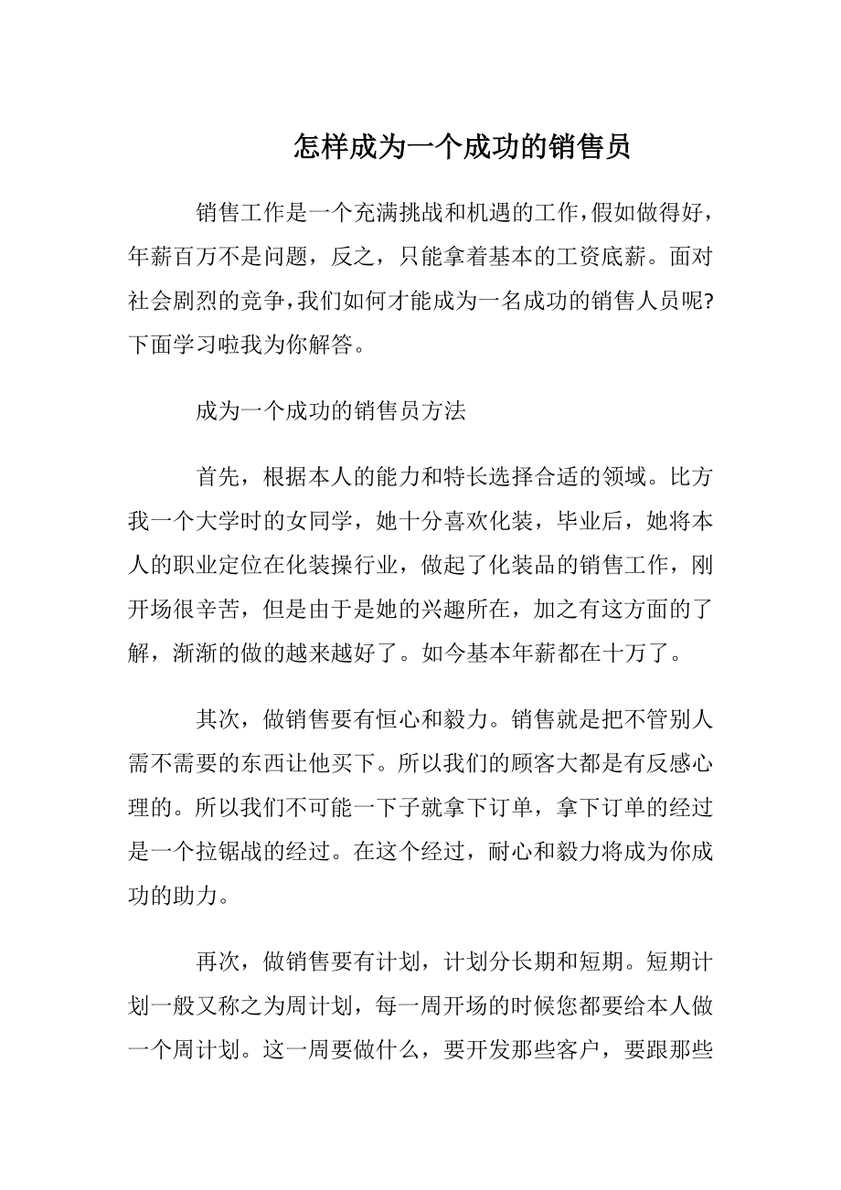 怎样成为一个成功的销售员.docx_第1页