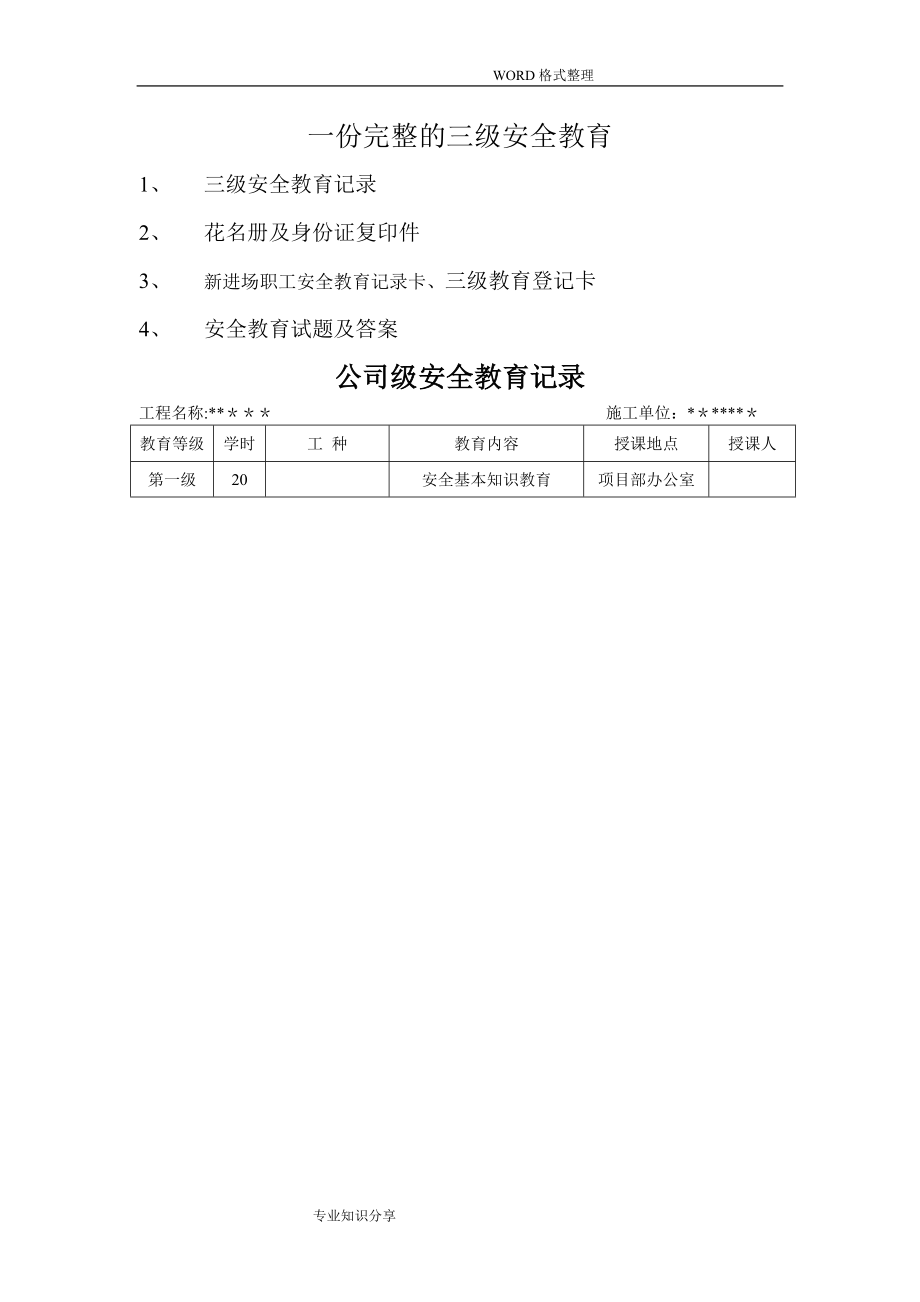 一份完整的三级安全教育13420.doc_第1页