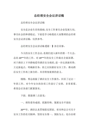 总经理安全会议讲话稿.docx