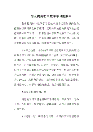 怎么提高初中数学学习的效率.docx