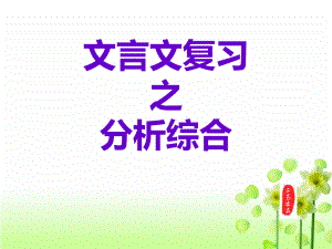 高考语文专题复习课件：文言文复习之分析综合.ppt