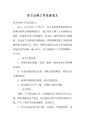 实习出纳工作总结范文范本.docx