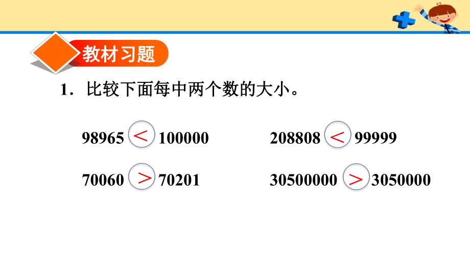 人教版4数上册第1单元14亿以内数的大小比较（习题）.pptx_第2页