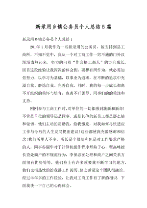 新录用乡镇公务员个人总结5篇范例.docx