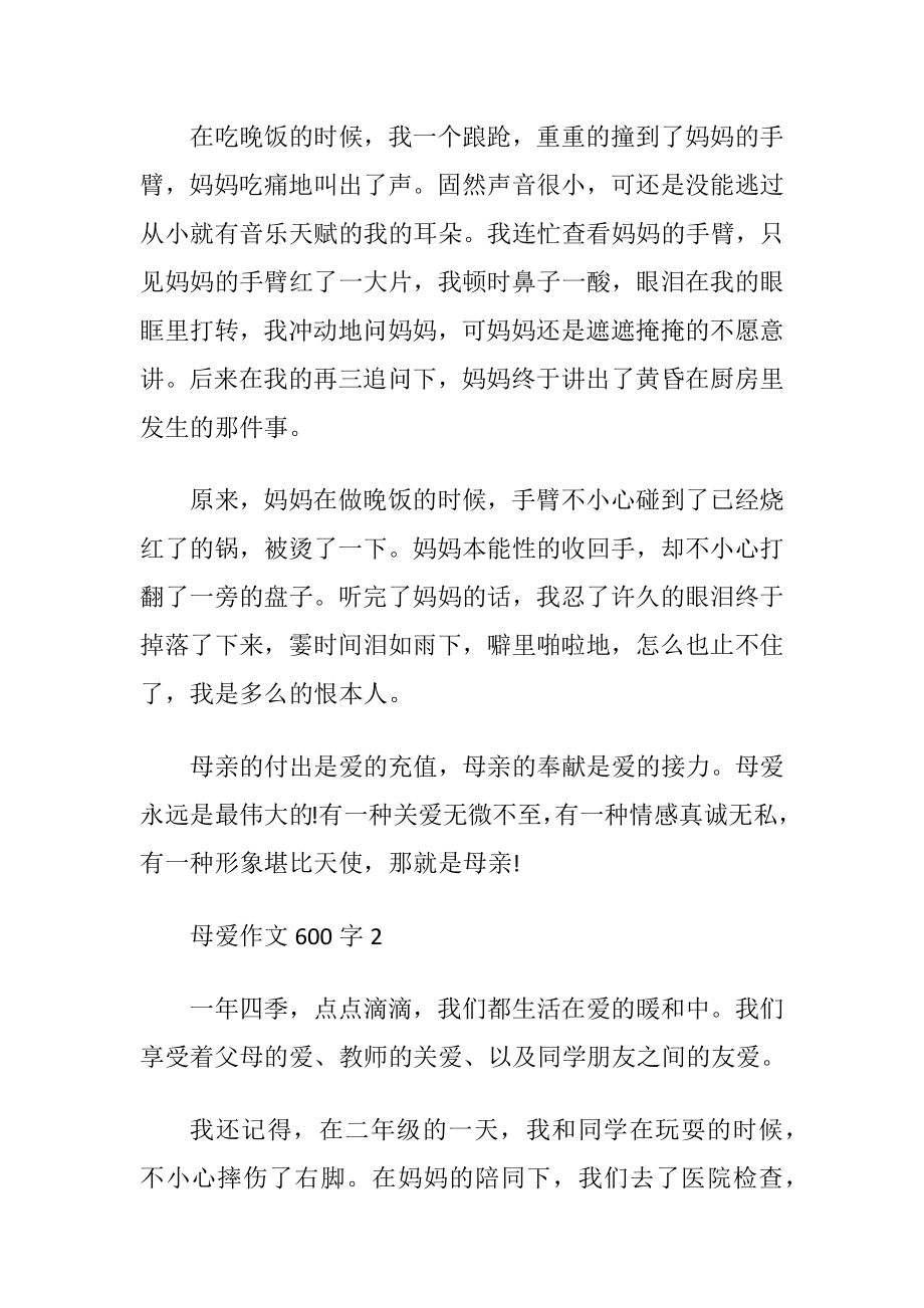 关于母爱的作文600字优选10篇.docx_第2页