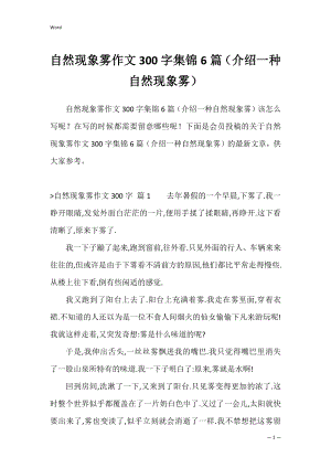 自然现象雾作文300字集锦6篇（介绍一种自然现象雾）.docx