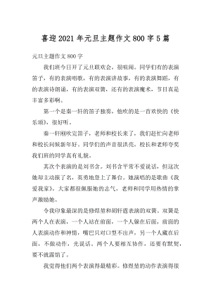 喜迎2021年元旦主题作文800字5篇汇编.docx