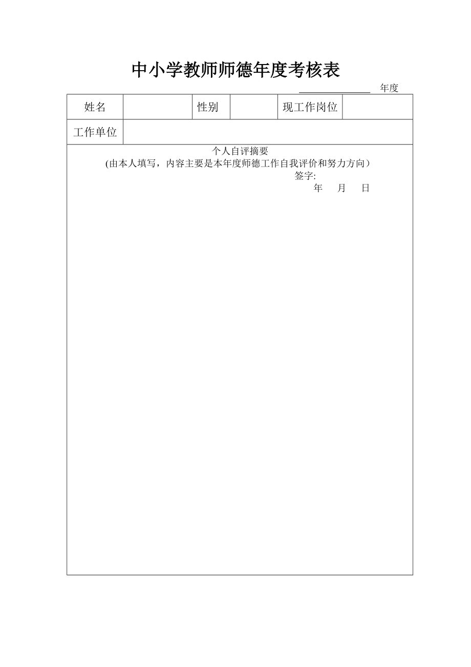 中小学教师师德年度考核表.doc_第1页