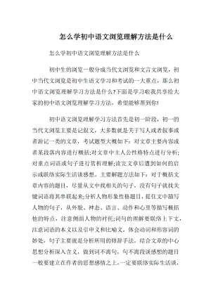 怎么学初中语文阅读理解方法是什么.docx