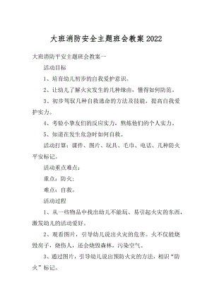 大班消防安全主题班会教案范文.docx