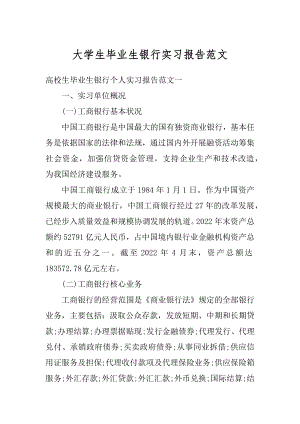 大学生毕业生银行实习报告范文精选.docx