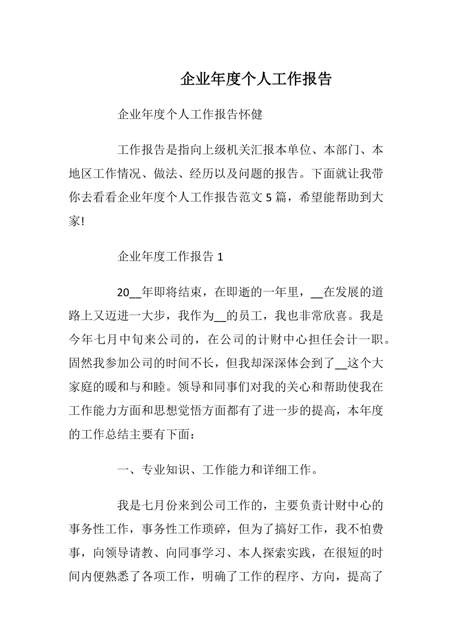 企业年度个人工作报告_1.docx_第1页