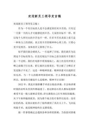 欢迎新员工领导发言稿汇总.docx