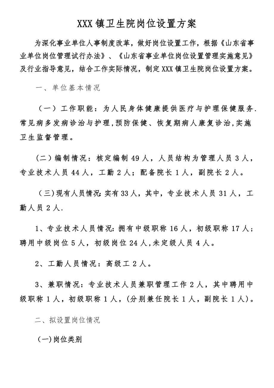 乡镇卫生院岗位设置方案.doc_第1页