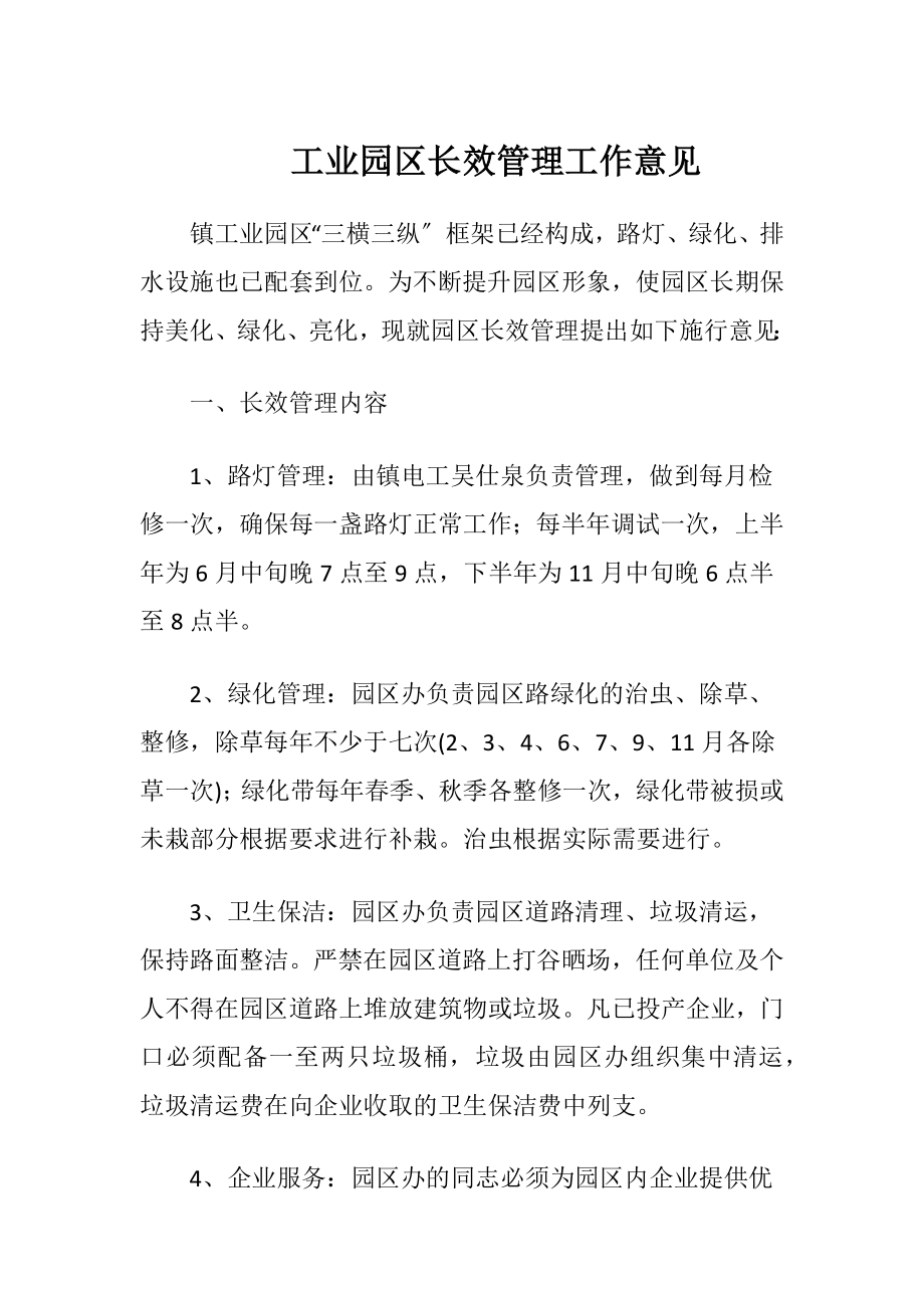 工业园区长效管理工作意见.docx_第1页