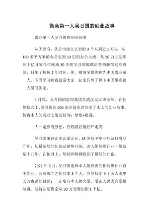 微商第一人吴召国的创业故事.docx