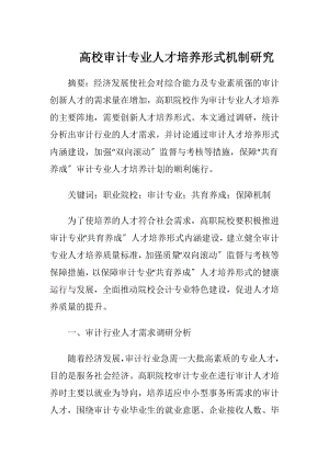 高校审计专业人才培养形式机制研究.docx