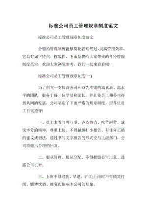 标准公司员工管理规章制度范文.docx