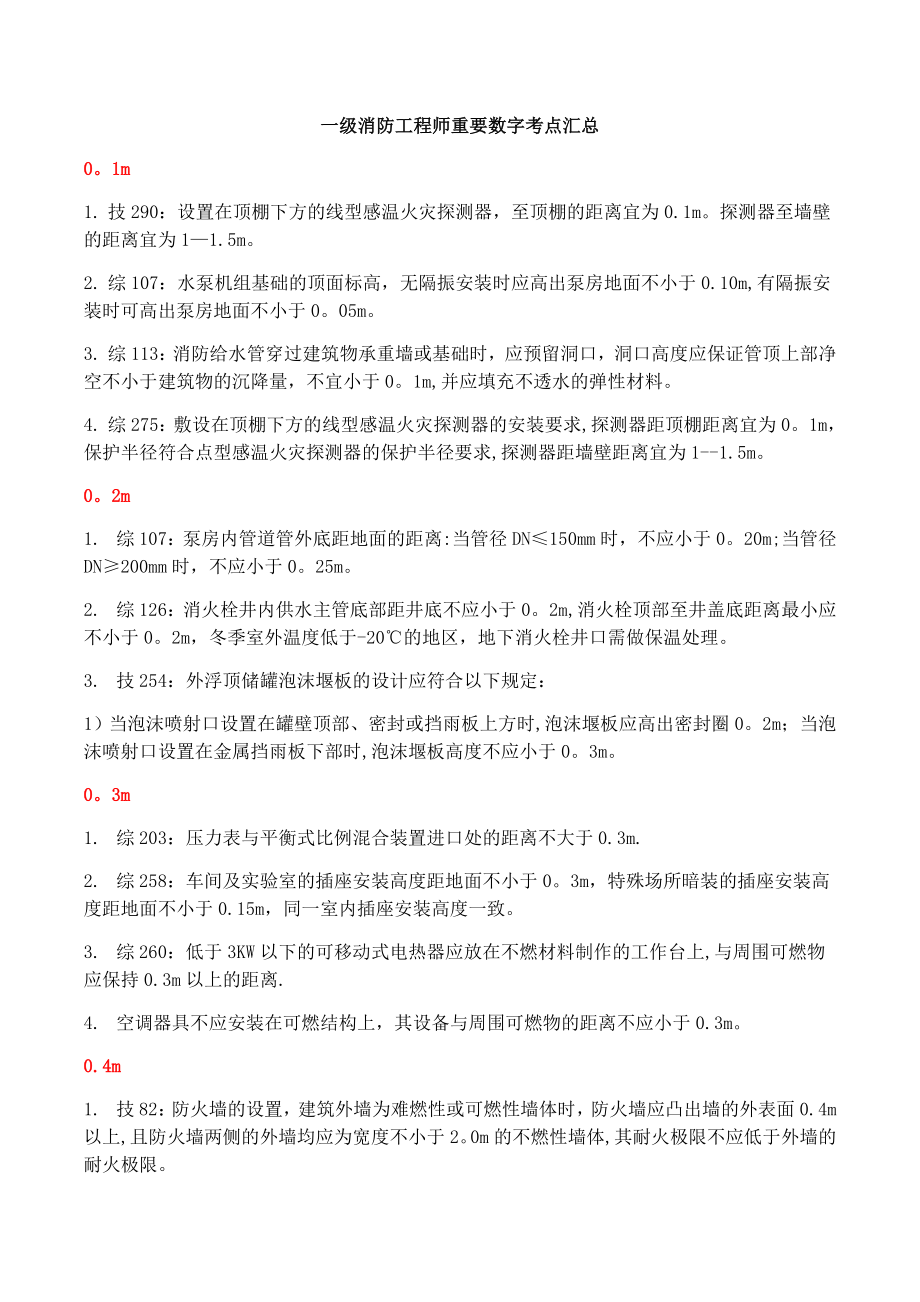 一级消防工程师重要数字考点总结.docx_第1页