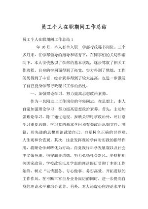 员工个人在职期间工作总结例文.docx