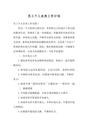 员工个人在岗工作计划优质.docx