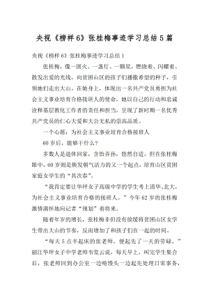 央视《榜样6》张桂梅事迹学习总结5篇最新.docx