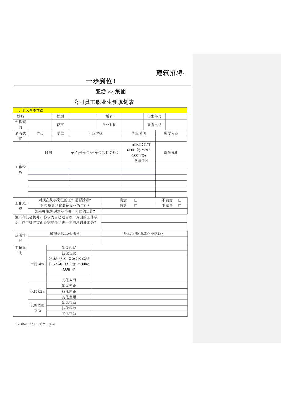 亚游ag集团公司员工职业生涯规划表.doc_第1页