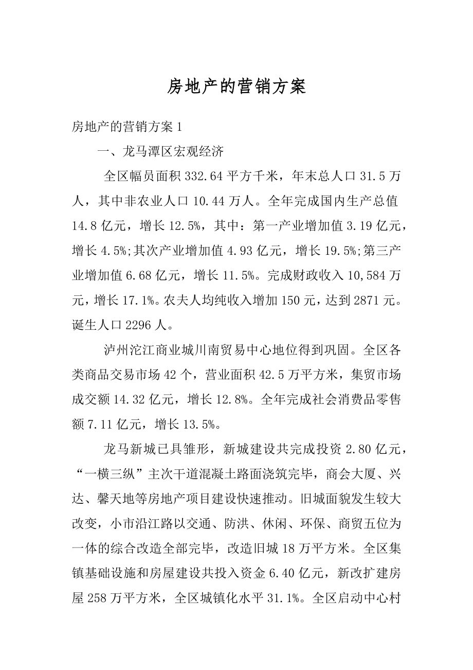 房地产的营销方案精编.docx_第1页