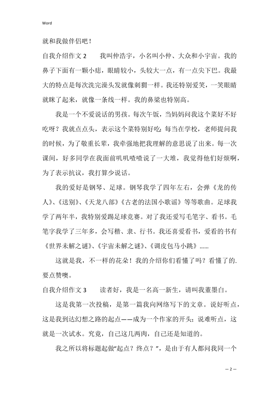 自我介绍作文3篇 一个自我介绍的作文.docx_第2页