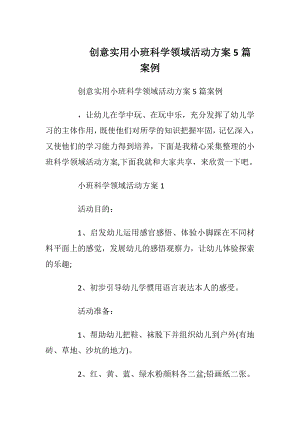 创意实用小班科学领域活动方案5篇案例.docx