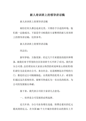 新人培训班上的领导讲话稿.docx