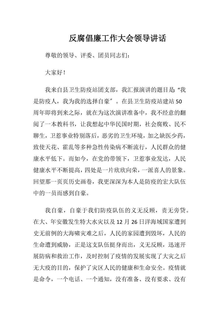 反腐倡廉工作大会领导讲话.docx_第1页