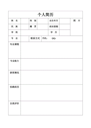 一页纸个人简历模板.doc