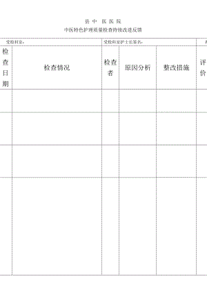 中医护理特色质量持续改进检查反馈记录表.doc