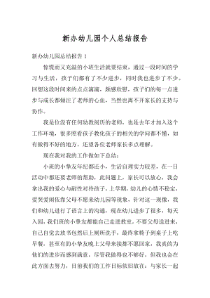 新办幼儿园个人总结报告汇编.docx