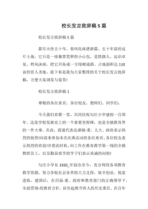 校长发言致辞稿5篇.docx