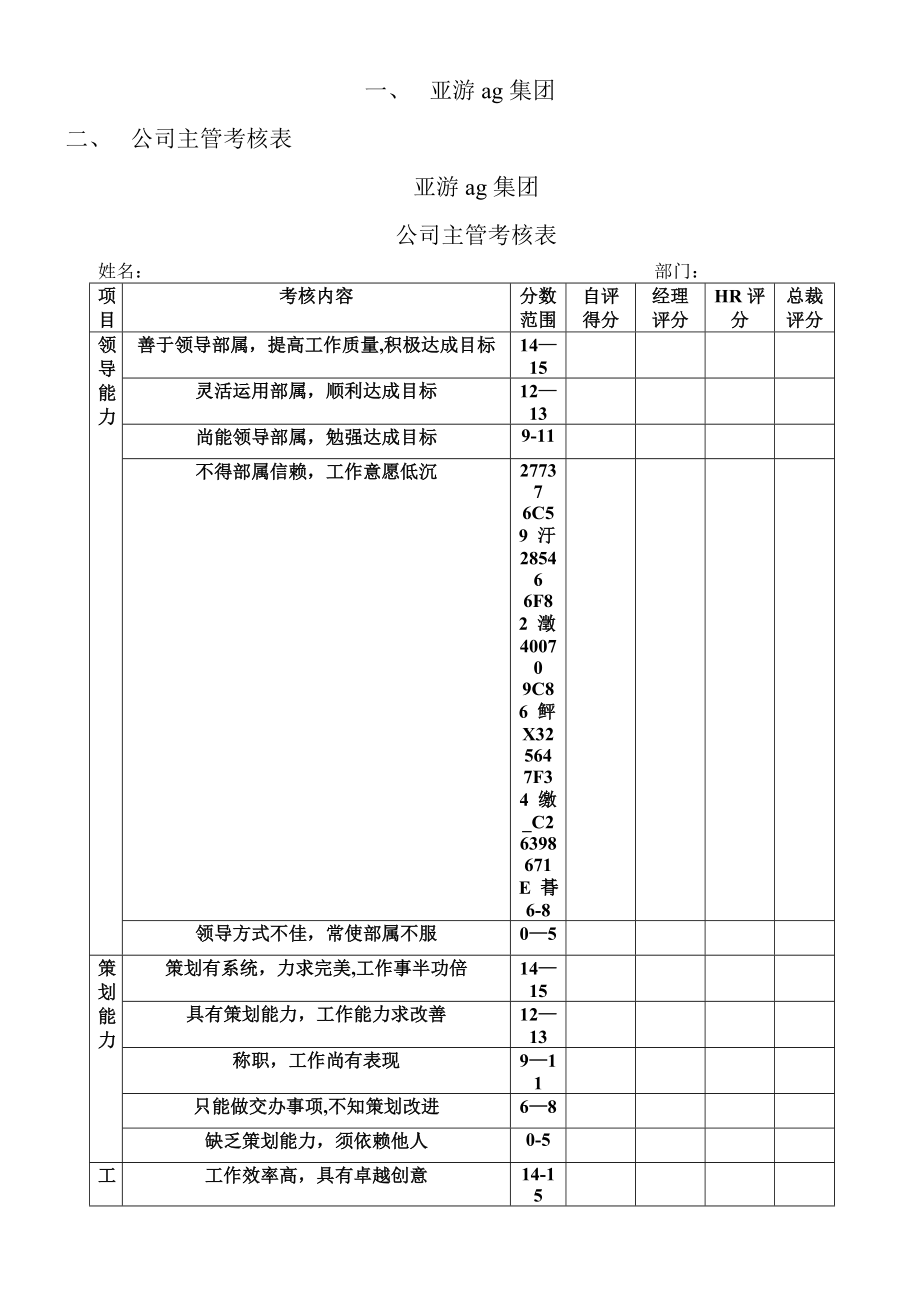 亚游ag集团公司主管考核表.doc_第1页