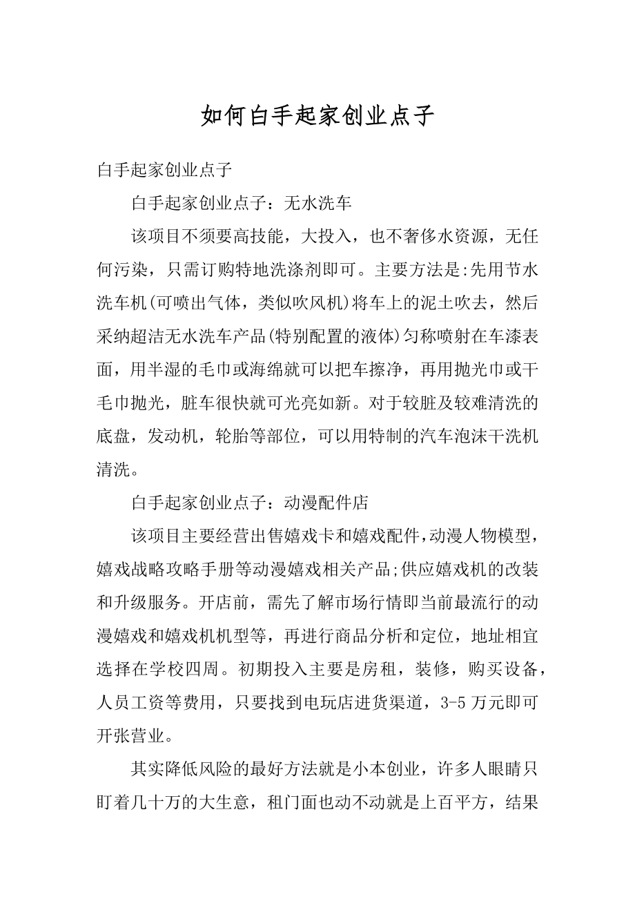 如何白手起家创业点子汇总.docx_第1页