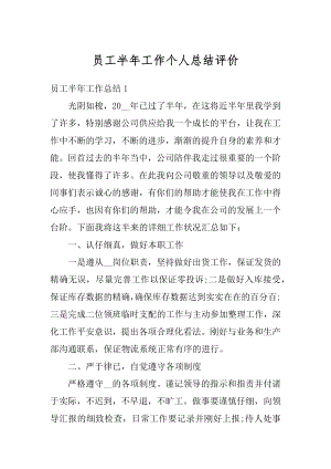 员工半年工作个人总结评价范文.docx